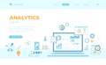 Analytics concept, Analysis, Analyzing, Data processing, Success strategy. Laptop with graphs and charts and Infographic Elements