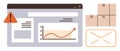 Analytics Dashboard with Alert, Packages, and Email Symbol Representing Business Operations and Growth Royalty Free Stock Photo