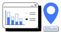 Analytics Dashboard with Bar Graph and Location Pin for Data Visualization and Navigation Insights Royalty Free Stock Photo