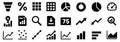 Analytics dashboard glyph icon set. Vector pictograms of percent, growth graph, decline, trend, arrow, filter, segmentation Royalty Free Stock Photo