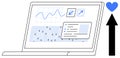 Analytics Dashboard with Graphs, Data, and Rising Popularity Indicated by Heart Icon Royalty Free Stock Photo