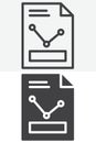 Analytics document file line and solid different style vector icon set Royalty Free Stock Photo