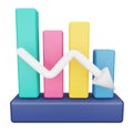 Analytics graph down 3d rendering isometric icon. Royalty Free Stock Photo