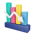 Analytics graph down 3d rendering isometric icon. Royalty Free Stock Photo