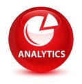 Analytics (graph icon) glassy red round button