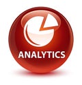 Analytics (graph icon) glassy brown round button