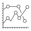 Analytics graph thin line icon, development Royalty Free Stock Photo
