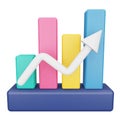 Analytics graph up 3d rendering isometric icon. Royalty Free Stock Photo