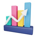 Analytics graph up 3d rendering isometric icon. Royalty Free Stock Photo