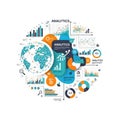 Analytics infographic with charts, graphs, and data visualization elements Royalty Free Stock Photo