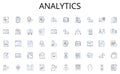 Analytics line icons collection. Genetics, Proteomics, Bioreactor, Microbiology, Cloning, Antibodies, Cellulose vector