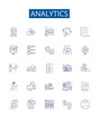 Analytics line icons signs set. Design collection of Analytics, Tracking, Data, Measurement, Insight, Metrics