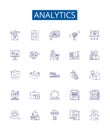 Analytics line icons signs set. Design collection of Analytics, Tracking, Data, Measurement, Insight, Metrics