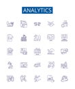 Analytics line icons signs set. Design collection of Analytics, Tracking, Data, Measurement, Insight, Metrics