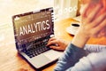 Analytics with man using a laptop Royalty Free Stock Photo