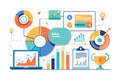 Analytics and marketing metrics for financial data analysis showcasing various graphical representations and digital devices Royalty Free Stock Photo