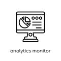 Analytics Monitor icon. Trendy modern flat linear vector Analytics Monitor icon on white background from thin line Business and