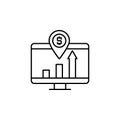 analytics, monitor, money line icon on white background