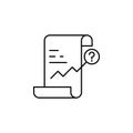 analytics, paper, magnifier line icon on white background