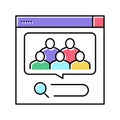 analytics of people requests in internet color icon vector illustration