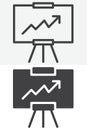 Analytics presentation growth chart line and solid different style vector icon set Royalty Free Stock Photo