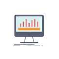 analytics, processing, dashboard, data, stats Flat Color Icon Vector