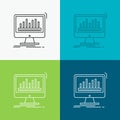 analytics, processing, dashboard, data, stats Icon Over Various Background. Line style design, designed for web and app. Eps 10 Royalty Free Stock Photo