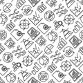 Analytics seamless pattern with thin line icons: diagram, chart, statistics, pyramid, business analysis. Modern vector