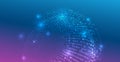 Analytics, sorting, structuring, transferring information. Blue background with data flow. Binary code, artificial intelligence. Royalty Free Stock Photo