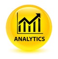 Analytics (statistics icon) glassy yellow round button
