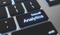 Analytics text on keyboard button. Big data, statistics concept Royalty Free Stock Photo