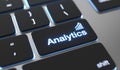 Big data, statistics concept. Analytics text on keyboard button. Royalty Free Stock Photo