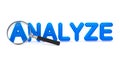 Analyze - Blue 3D Word Through a Magnifying Glass.