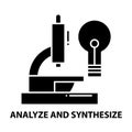 analyze and synthesize icon, black vector sign with editable strokes, concept illustration