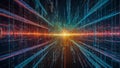 Analyze and visualize complex information on a virtual screen using AI to process data. Royalty Free Stock Photo