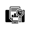 Black solid icon for Analyzed, examine and inspect