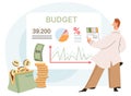 Analyzing budget concept. Man analyzing financial data on graph report and planning personal pays Royalty Free Stock Photo