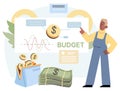 Analyzing budget concept. Man analyzing financial data on graph report and planning personal pays Royalty Free Stock Photo