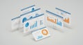 Analyzing Business Data Charts on Multiple Computer Screens Royalty Free Stock Photo