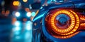 Analyzing a Car Headlight with AI Neural Network. Concept AI Technology, Automotive Innovation,