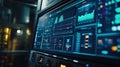 Analyzing complex data on high tech digital screen Royalty Free Stock Photo