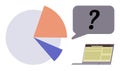 Analyzing Data with Pie Chart, Laptop, and Question Mark for Decision Making Royalty Free Stock Photo