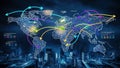 Analyzing financial investment plan infographic displaying the analysis in relation to economic growth global network technology.