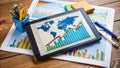 Analyzing Global Business Performance With Graphs And Charts On A Tablet Royalty Free Stock Photo