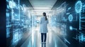 Analyzing health records for insights on patient care, AI algorithms detecting patterns in health data, digital tools in a modern Royalty Free Stock Photo