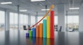 Analyzing Increasing Bar Chart Graph in Bright Office Setting Depicting Growth Royalty Free Stock Photo