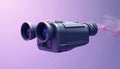 Analyzing Modern Night Vision Binoculars with Purplish Smoke Effect for Surveillance Royalty Free Stock Photo