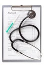 Anamnesis form on the clipboard Royalty Free Stock Photo