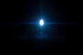 Anamorphic lens flare isolated on black background