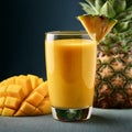 ananas and mango smoothie, AI generated Royalty Free Stock Photo